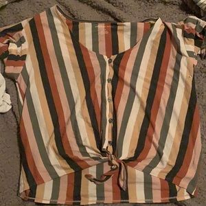 American eagle button up tie front blouse large